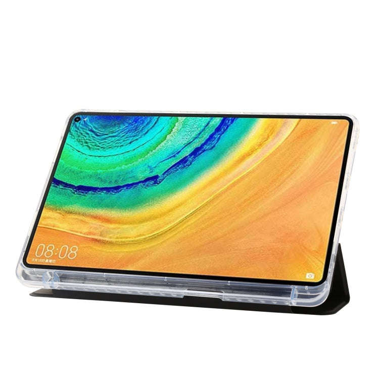 For Huawei Matepad 10.8 Clear Acrylic 3-Fold Leather Tablet Case(Black)