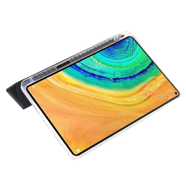 For Huawei Matepad 10.8 Clear Acrylic 3-Fold Leather Tablet Case(Black)