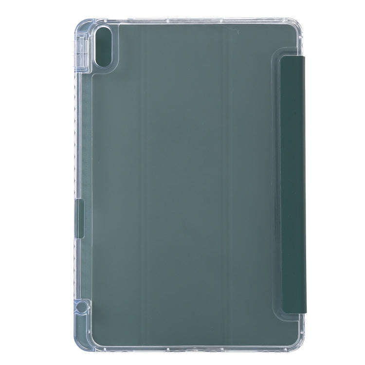 For Huawei Matepad 10.8 Clear Acrylic 3-Fold Leather Tablet Case(Dark Green)
