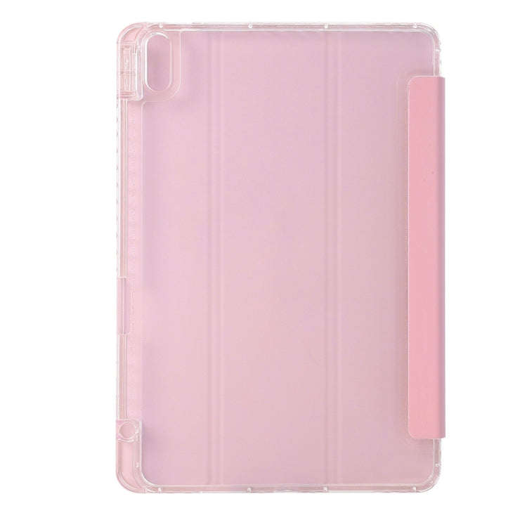 For Huawei Matepad 10.8 Clear Acrylic 3-Fold Leather Tablet Case(Pink)