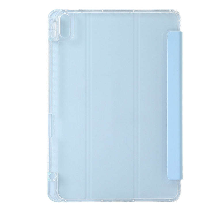 For Huawei Matepad 10.8 Clear Acrylic 3-Fold Leather Tablet Case(Ice Blue)