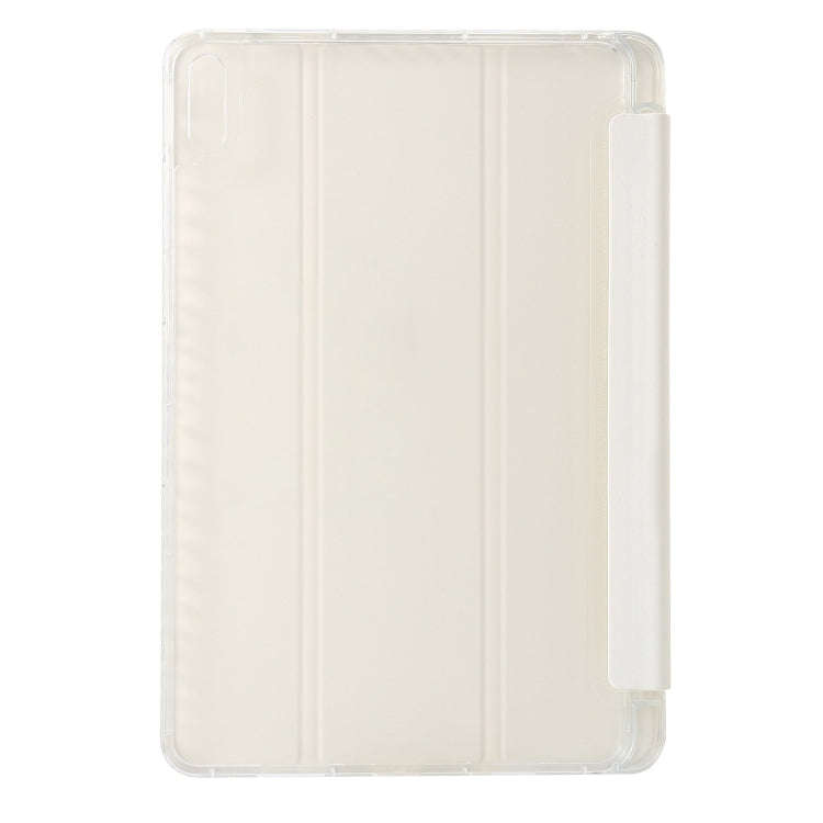 For Huawei Matepad 10.8 Clear Acrylic 3-Fold Leather Tablet Case(White)
