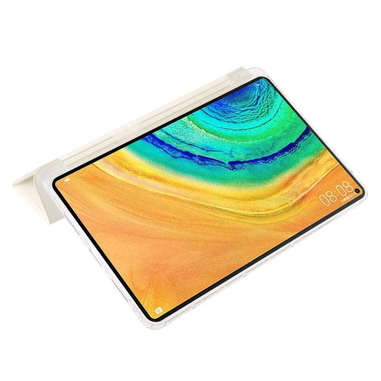 For Huawei Matepad 10.8 Clear Acrylic 3-Fold Leather Tablet Case(White)