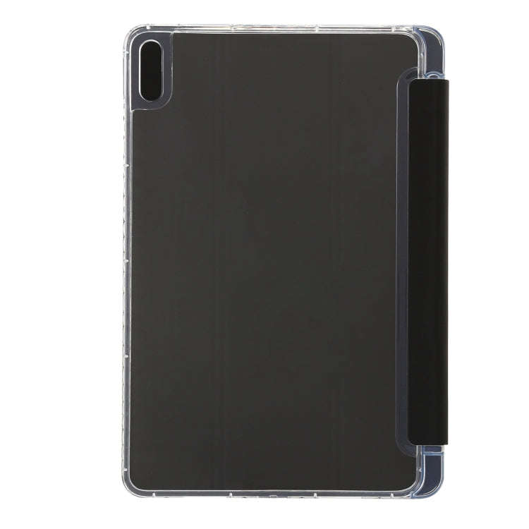 For Huawei Matepad 10.4 Clear Acrylic 3-Fold Leather Tablet Case(Black)
