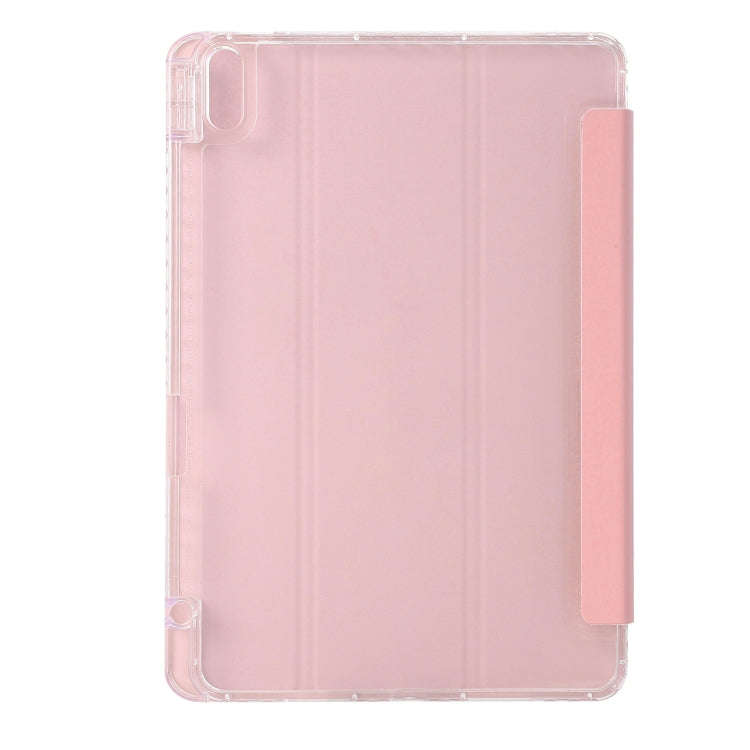 For Huawei Matepad 10.4 Clear Acrylic 3-Fold Leather Tablet Case(Pink)