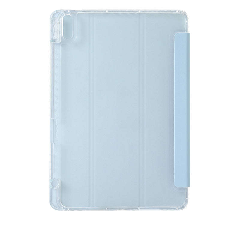 For Huawei Matepad 10.4 Clear Acrylic 3-Fold Leather Tablet Case(Ice Blue)