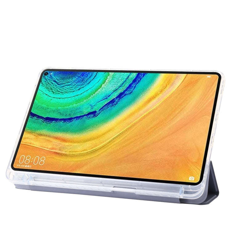 For Huawei Matepad 10.4 Clear Acrylic 3-Fold Leather Tablet Case(Lavender Purple)