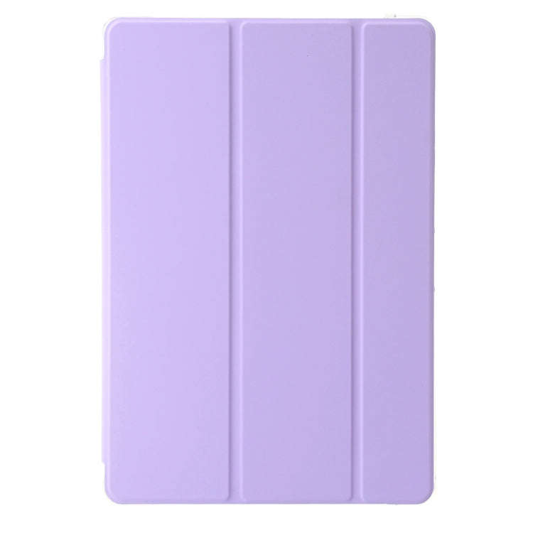 For Huawei Matepad 10.4 Clear Acrylic 3-Fold Leather Tablet Case(Purple)