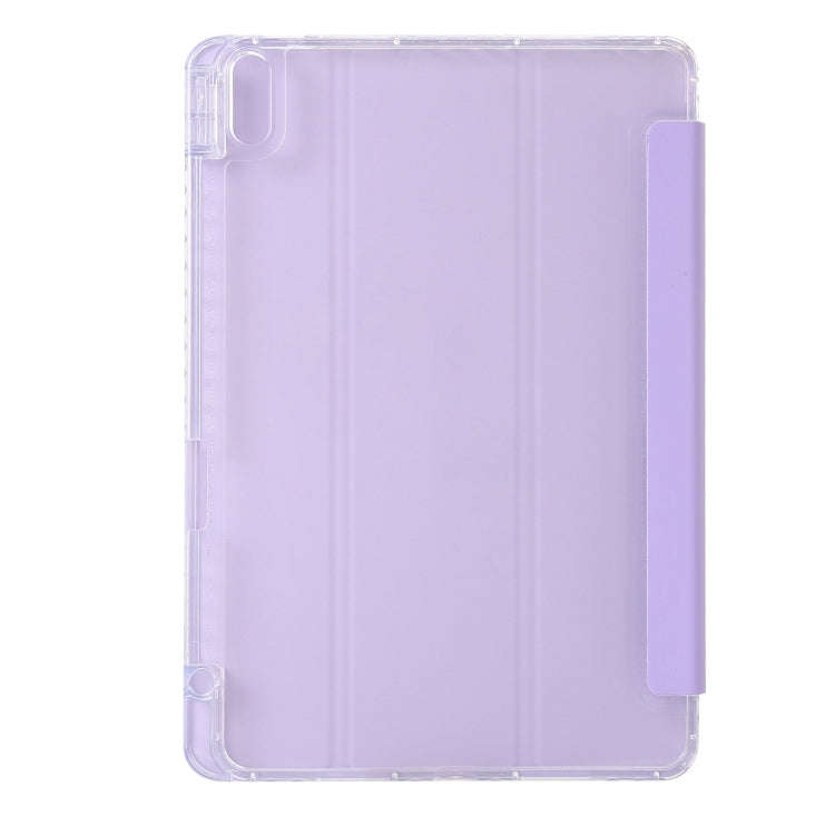For Huawei Matepad 10.4 Clear Acrylic 3-Fold Leather Tablet Case(Purple)