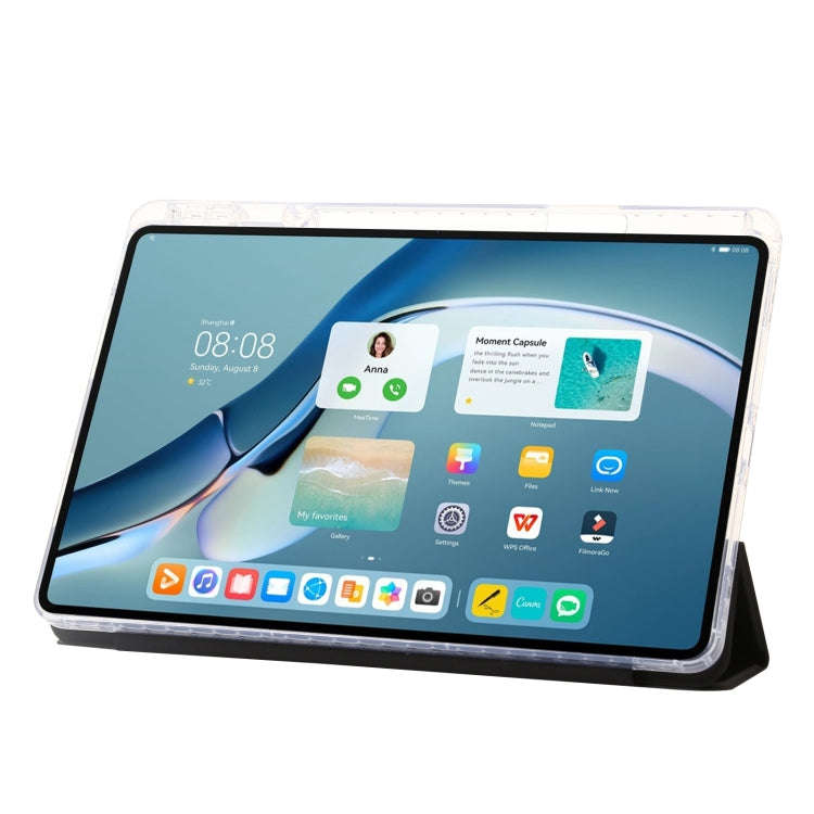 For Huawei Matepad 11 Pro 2024 Clear Acrylic 3-Fold Leather Tablet Case(Black)
