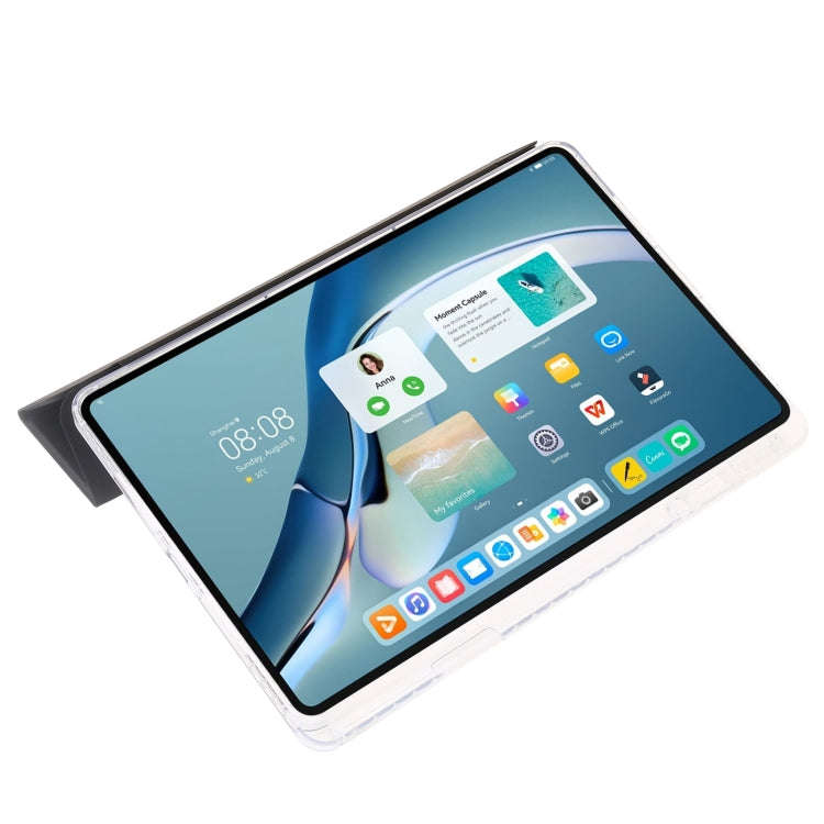 For Huawei Matepad 11 Pro 2024 Clear Acrylic 3-Fold Leather Tablet Case(Black)