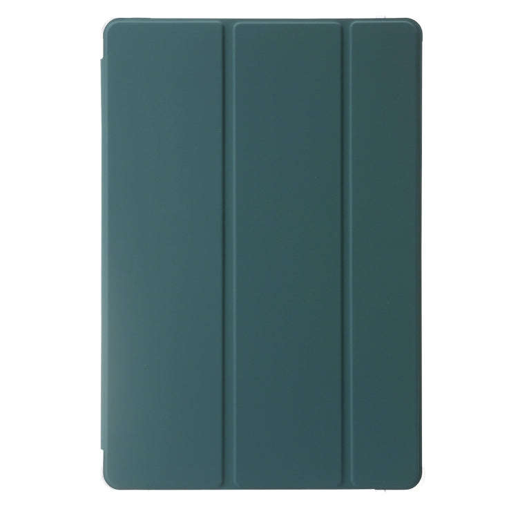 For Huawei Matepad 11 Pro 2024 Clear Acrylic 3-Fold Leather Tablet Case(Dark Green)