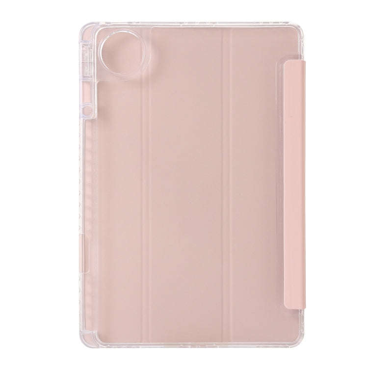 For Huawei Matepad 11 Pro 2024 Clear Acrylic 3-Fold Leather Tablet Case(Pink)