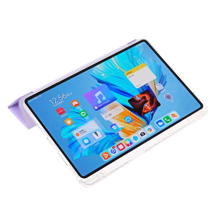 For Huawei Matepad 11 Pro 2024 Clear Acrylic 3-Fold Leather Tablet Case(Purple)