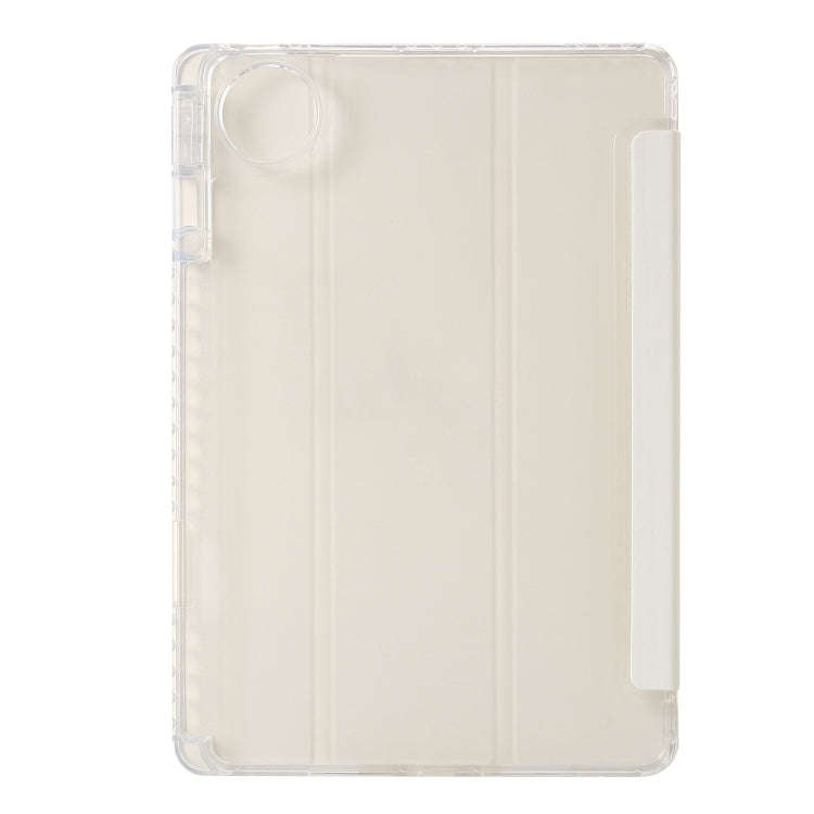 For Huawei Matepad 11 Pro 2024 Clear Acrylic 3-Fold Leather Tablet Case(White)