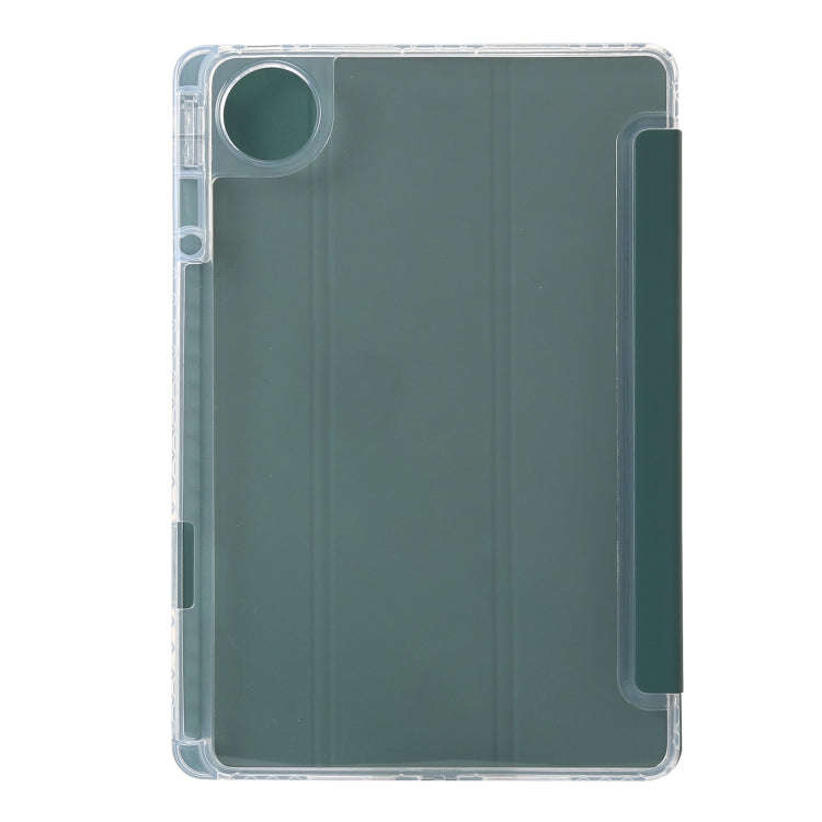 For Huawei MatePad Pro 13.2 2023 Clear Acrylic 3-Fold Leather Tablet Case(Dark Green)