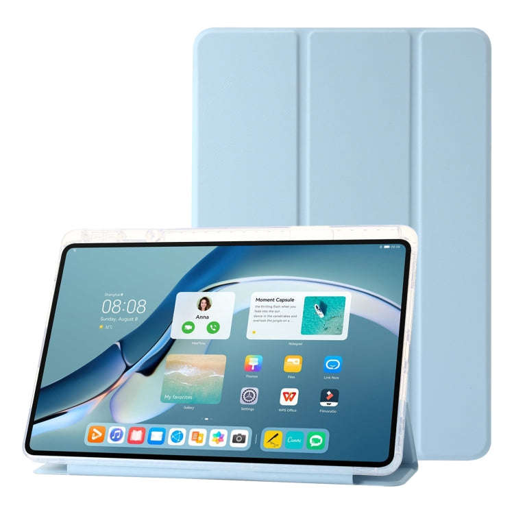 For Huawei MatePad Pro 13.2 2023 Clear Acrylic 3-Fold Leather Tablet Case(Ice Blue)