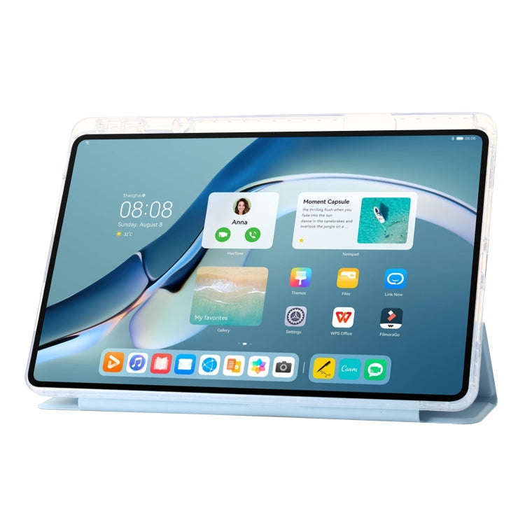 For Huawei MatePad Pro 13.2 2023 Clear Acrylic 3-Fold Leather Tablet Case(Ice Blue)