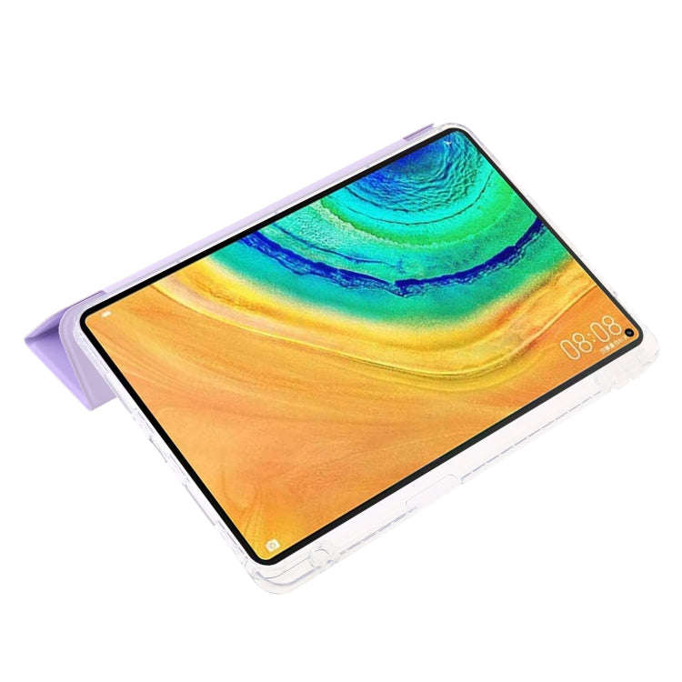 For Huawei MatePad Pro 13.2 2023 Clear Acrylic 3-Fold Leather Tablet Case(Purple)