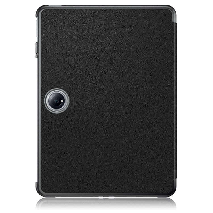 For OnePlus Pad Pro / Pad 2 Custer Solid Color 3-fold Holder Smart Leather Tablet Case(Black)