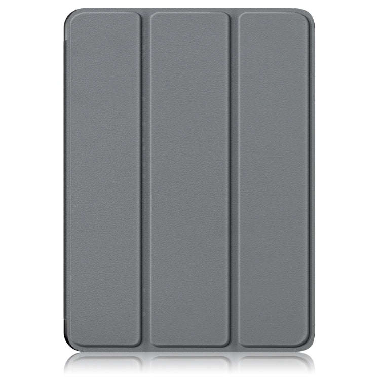 For OnePlus Pad Pro / Pad 2 Custer Solid Color 3-fold Holder Smart Leather Tablet Case(Grey)