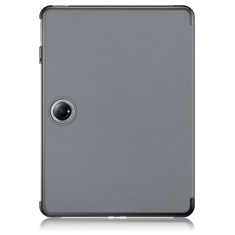 For OnePlus Pad Pro / Pad 2 Custer Solid Color 3-fold Holder Smart Leather Tablet Case(Grey)