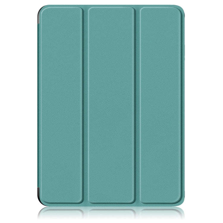 For OnePlus Pad Pro / Pad 2 Custer Solid Color 3-fold Holder Smart Leather Tablet Case(Green)