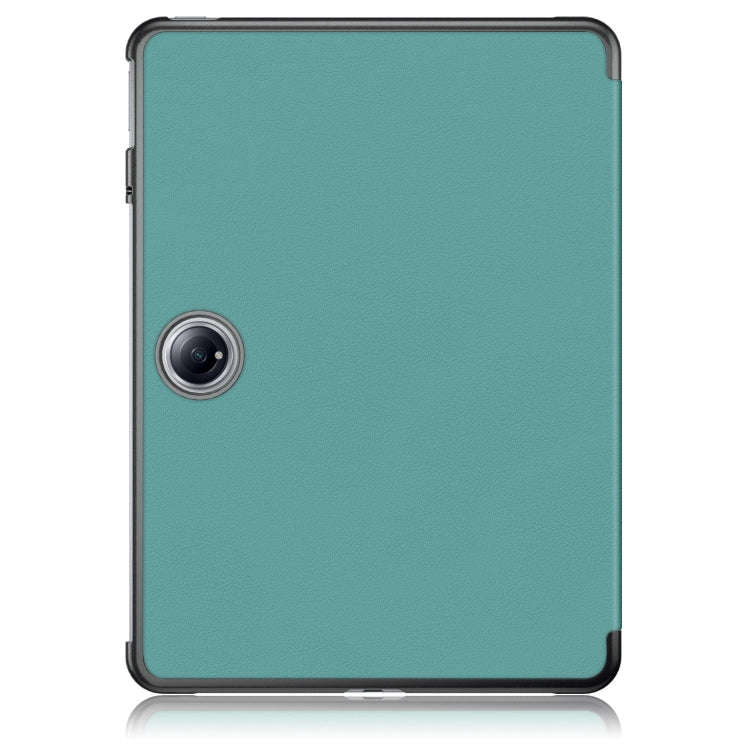 For OnePlus Pad Pro / Pad 2 Custer Solid Color 3-fold Holder Smart Leather Tablet Case(Green)