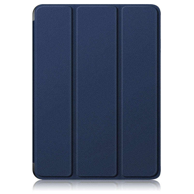 For OnePlus Pad Pro / Pad 2 Custer Solid Color 3-fold Holder Smart Leather Tablet Case(Dark Blue)
