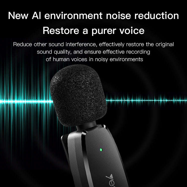 YESIDO KR11 Low-latency Wireless Lavalier Microphone with Type-C Receiver(Black)