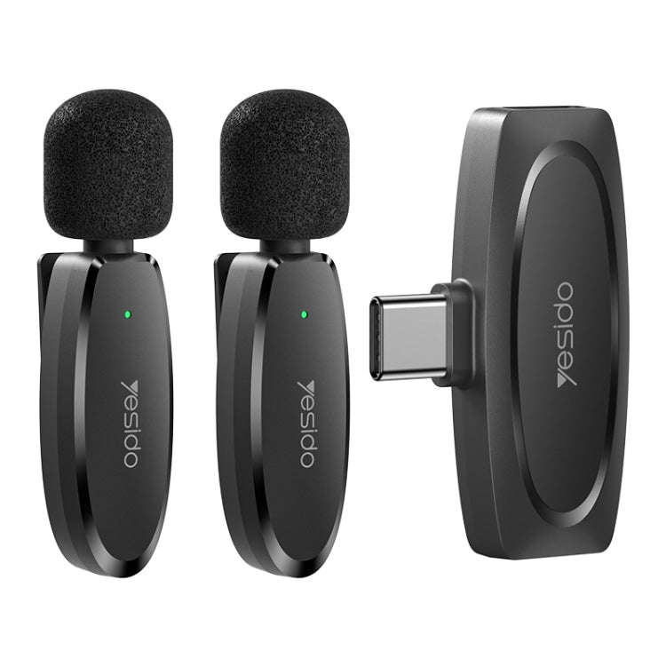YESIDO KR13 Dual Low-latency Wireless Lavalier Microphone with Type-C Receiver(Black)