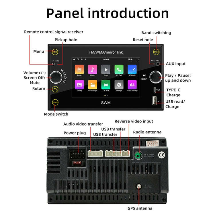 A3121 Android 12 GPS Navigation Car Multimedia Player, 1GB+32GB, Support iOS CarPlay / Android Au...