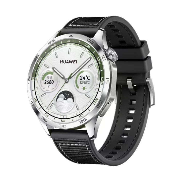 For Huawei Watch GT4 46mm Nylon Hybrid Braid Silicone Watch Band, Size: 22mm(Black)
