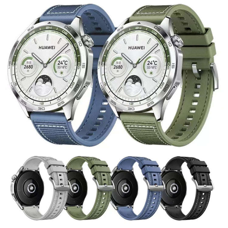 For Huawei Watch GT4 46mm Nylon Hybrid Braid Silicone Watch Band, Size: 22mm(Grey)