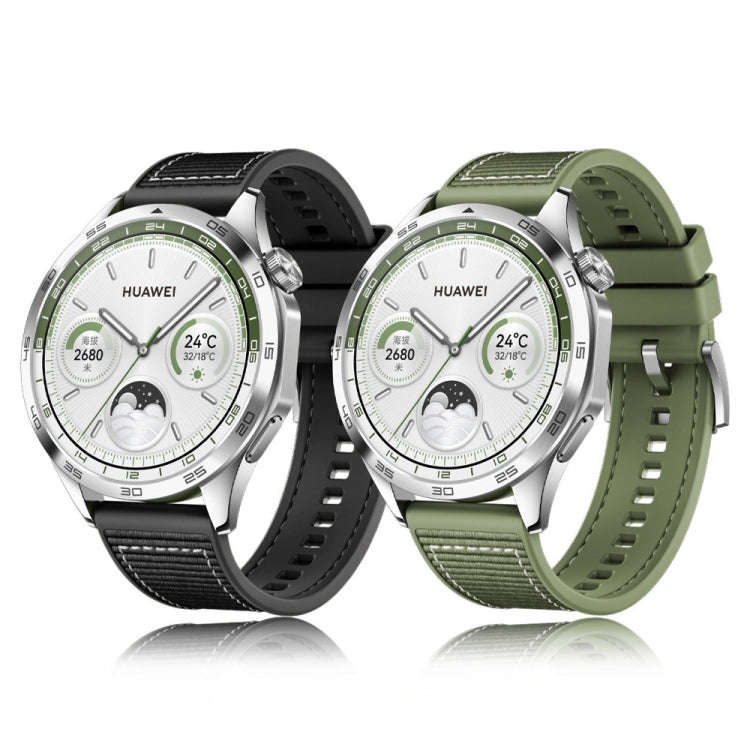 For Huawei Watch GT4 46mm Nylon Hybrid Braid Silicone Watch Band, Size: 22mm(Grey)