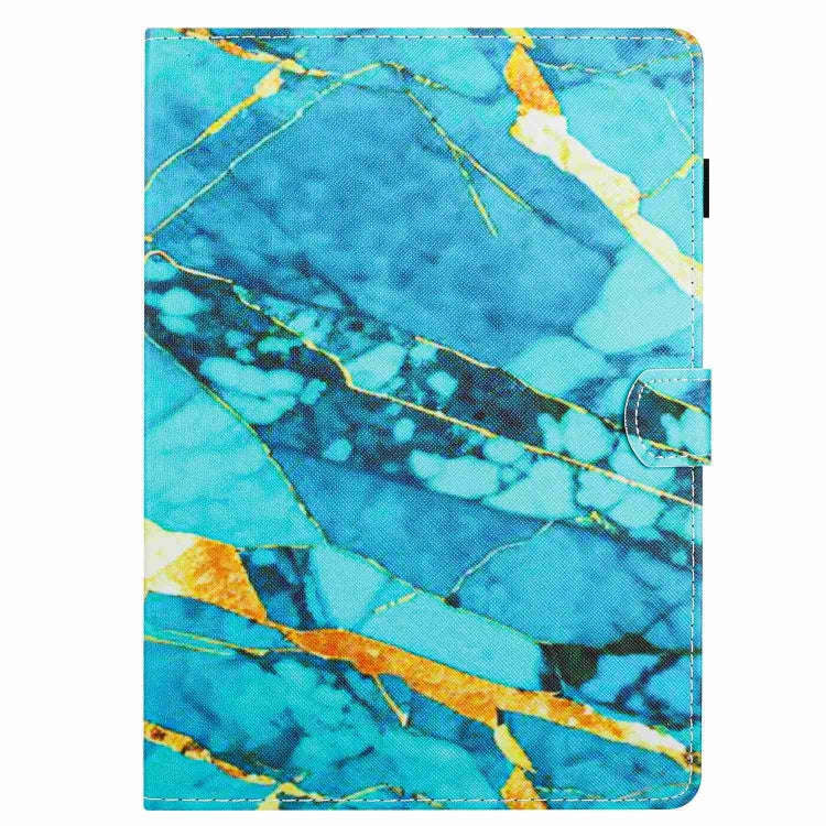 For Huawei MatePad T 10s / T 10 Marble Pattern Stitching Leather Tablet Case(Gold Blue)