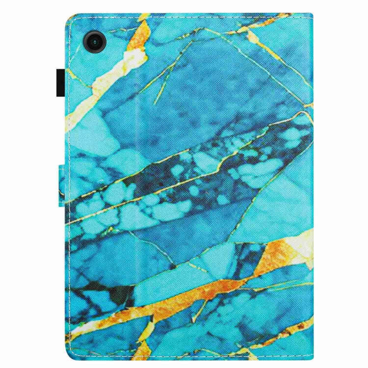 For Huawei MatePad T 10s / T 10 Marble Pattern Stitching Leather Tablet Case(Gold Blue)