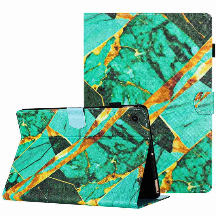 For Huawei MatePad T 10s / T 10 Marble Pattern Stitching Leather Tablet Case(Gold Green)