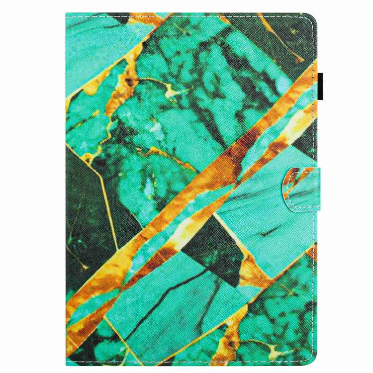 For Huawei MatePad T 10s / T 10 Marble Pattern Stitching Leather Tablet Case(Gold Green)