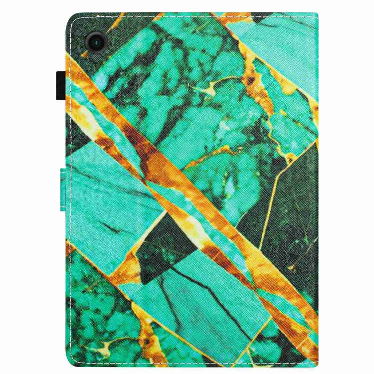 For Huawei MatePad T 10s / T 10 Marble Pattern Stitching Leather Tablet Case(Gold Green)