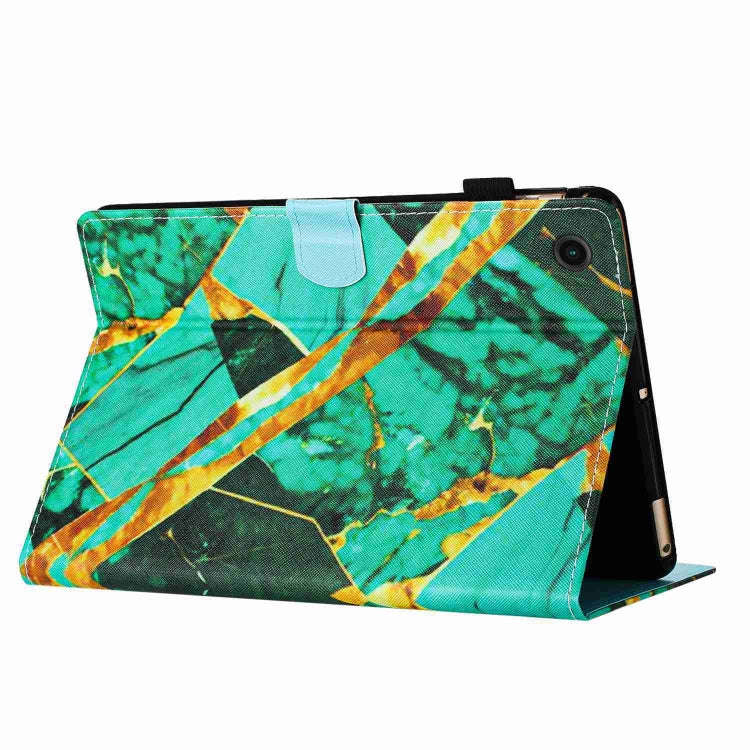 For Huawei MatePad T 10s / T 10 Marble Pattern Stitching Leather Tablet Case(Gold Green)