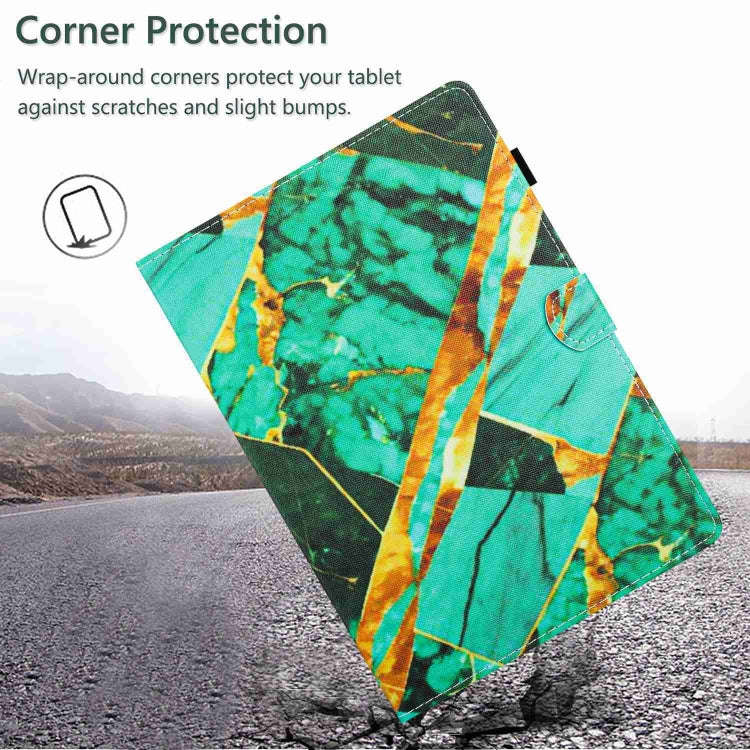 For Huawei MatePad T 10s / T 10 Marble Pattern Stitching Leather Tablet Case(Gold Green)
