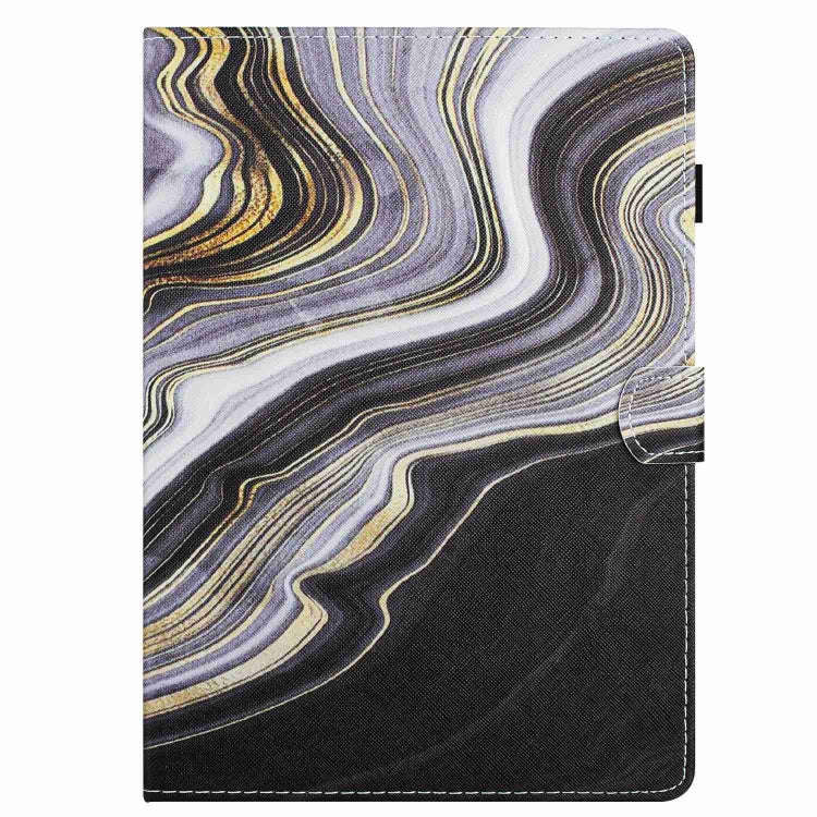 For Huawei MatePad T 10s / T 10 Marble Pattern Stitching Leather Tablet Case(Black Gold)