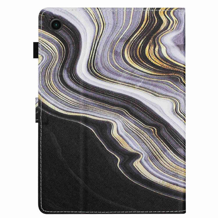 For Huawei MatePad T 10s / T 10 Marble Pattern Stitching Leather Tablet Case(Black Gold)