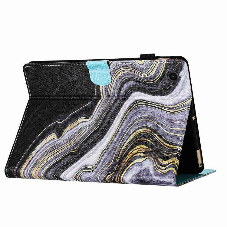 For Huawei MatePad T 10s / T 10 Marble Pattern Stitching Leather Tablet Case(Black Gold)