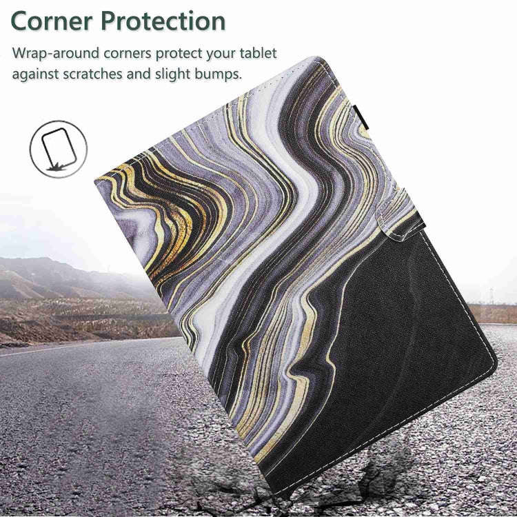 For Huawei MatePad T 10s / T 10 Marble Pattern Stitching Leather Tablet Case(Black Gold)