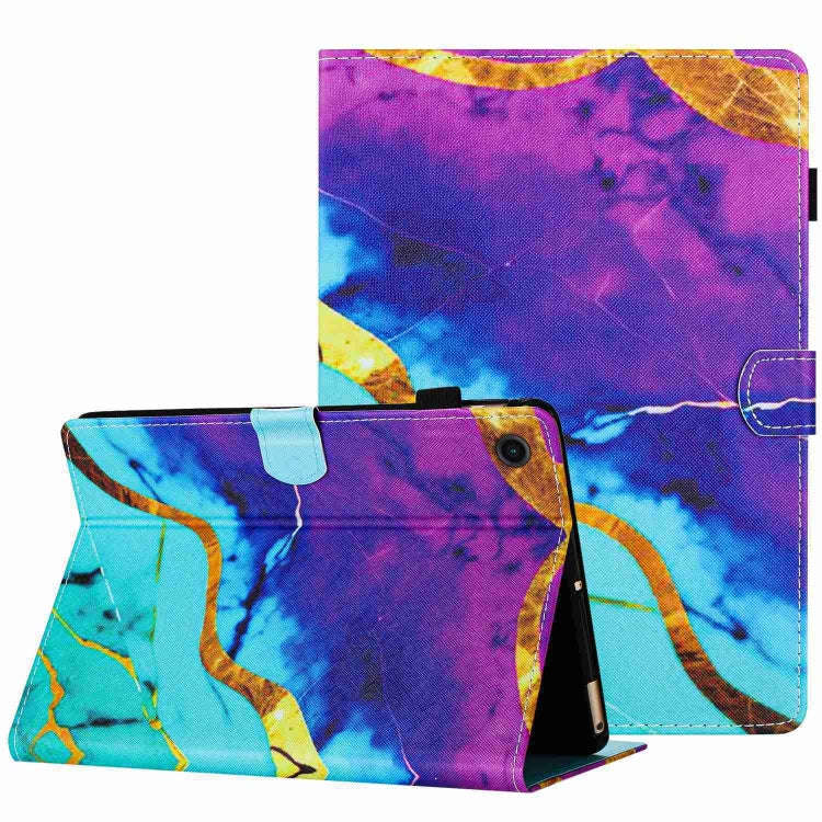 For Huawei MatePad T 10s / T 10 Marble Pattern Stitching Leather Tablet Case(Purple Blue)