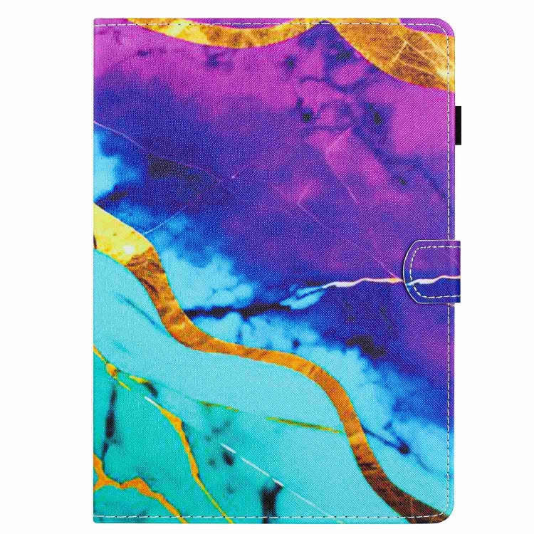 For Huawei MatePad T 10s / T 10 Marble Pattern Stitching Leather Tablet Case(Purple Blue)