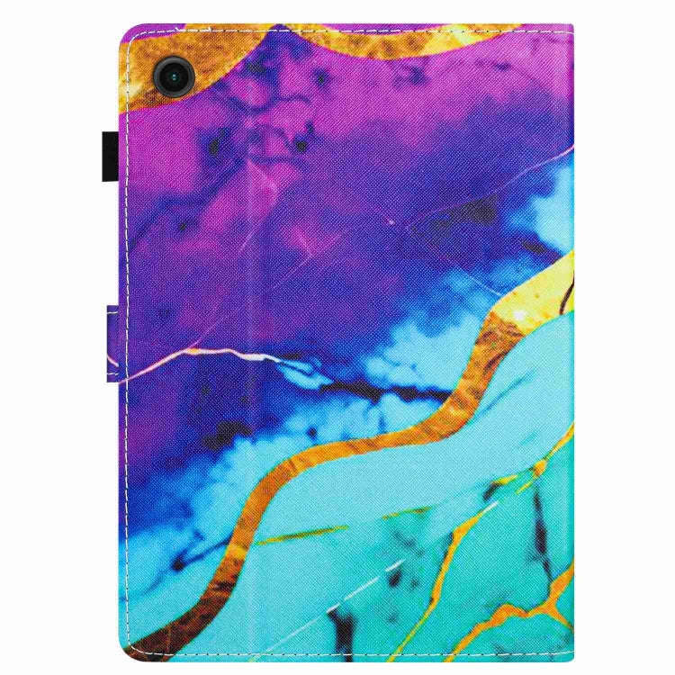 For Huawei MatePad T 10s / T 10 Marble Pattern Stitching Leather Tablet Case(Purple Blue)
