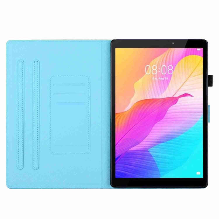 For Huawei MatePad T 10s / T 10 Marble Pattern Stitching Leather Tablet Case(Purple Blue)